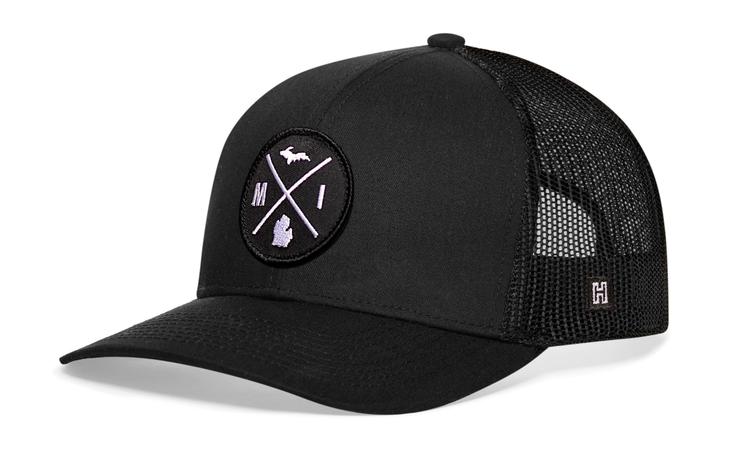 Michigan Trucker Hat  |  Black MI X Snapback