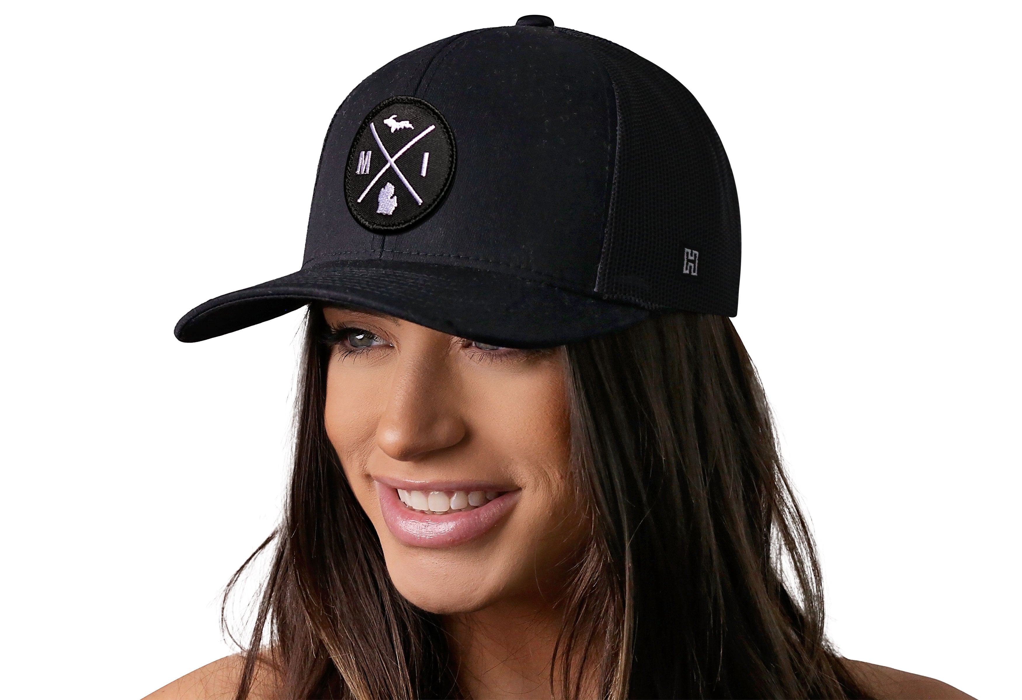 Michigan Trucker Hat  |  Black MI X Snapback