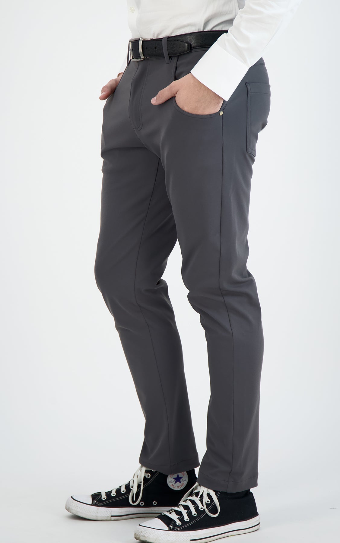 NEW & UPDATED Super - Stretch Men's Chinos //Casual// Dark Charcoal - Performance Collection
