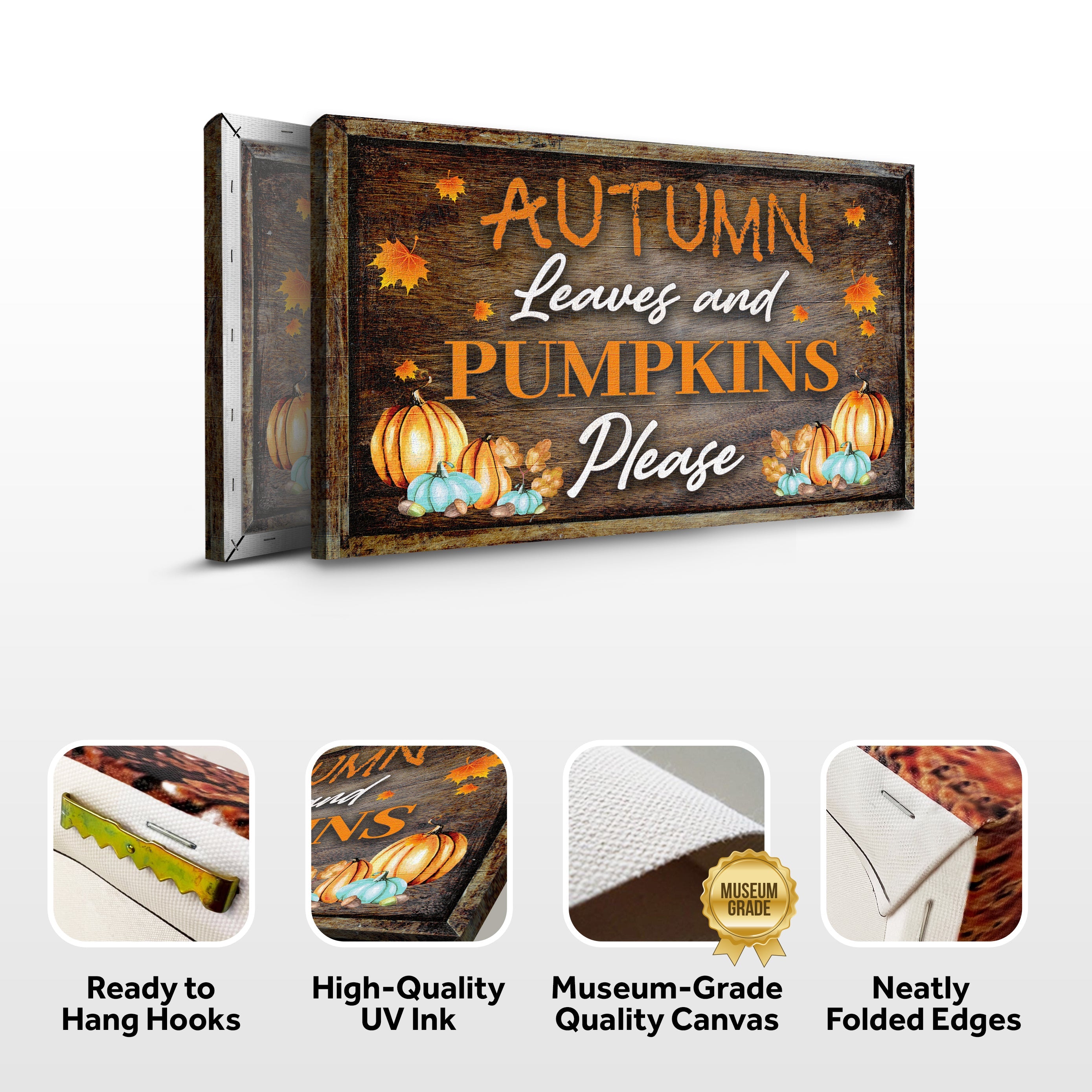 Autumn Leaves And Pumpkins Please Sign