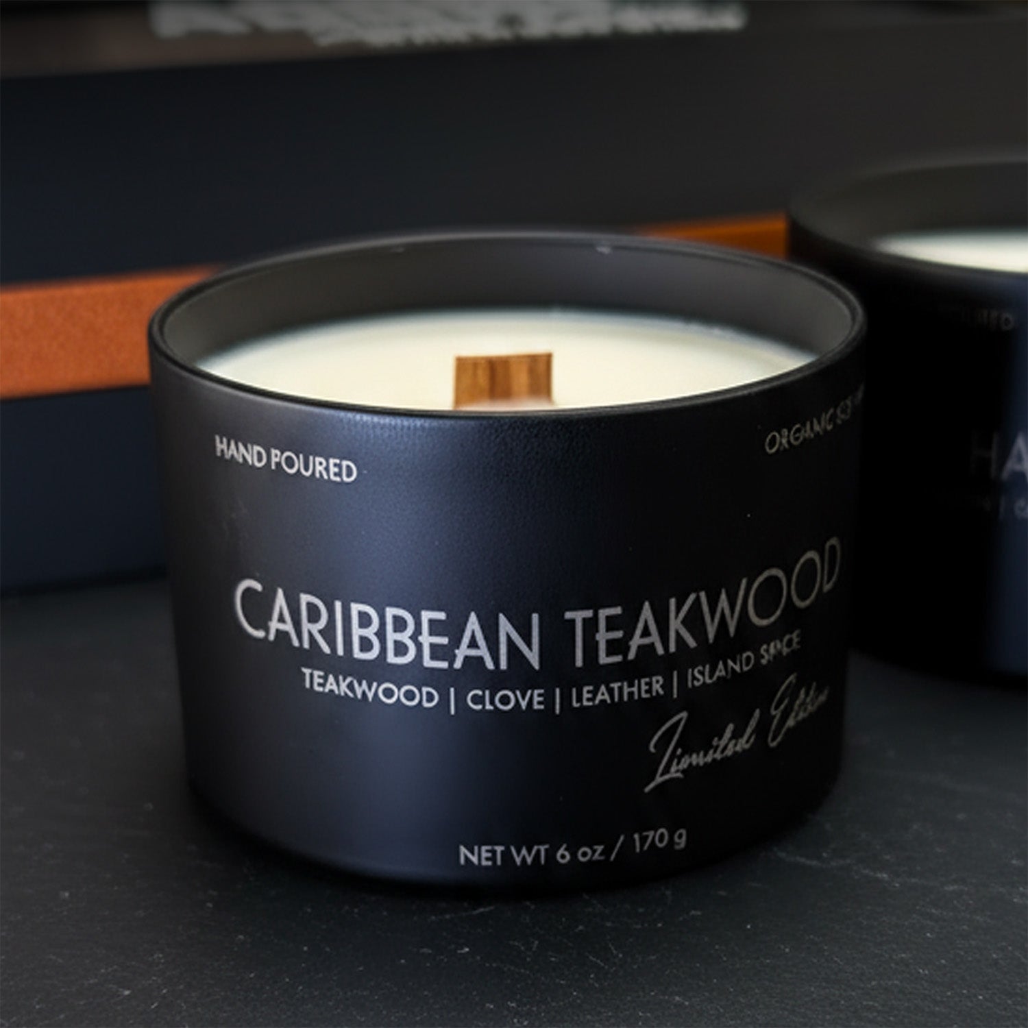 2 Wood Wick Candle Set for Men | Masculine Scent | Storage & Gift Box