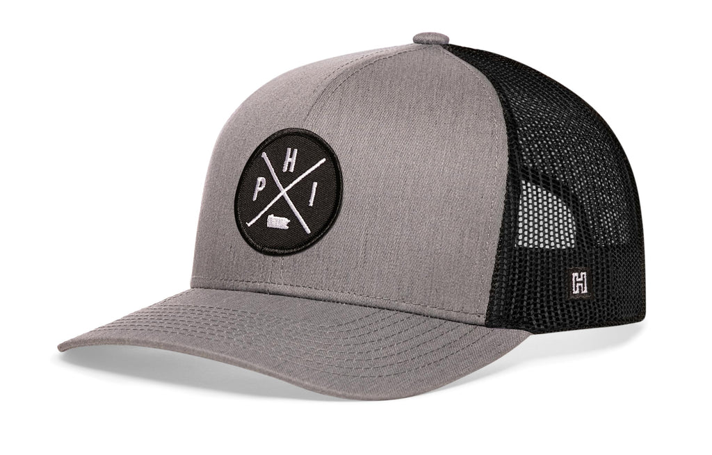 Philadelphia Trucker Hat  |  Gray-Black PHI X Snapback