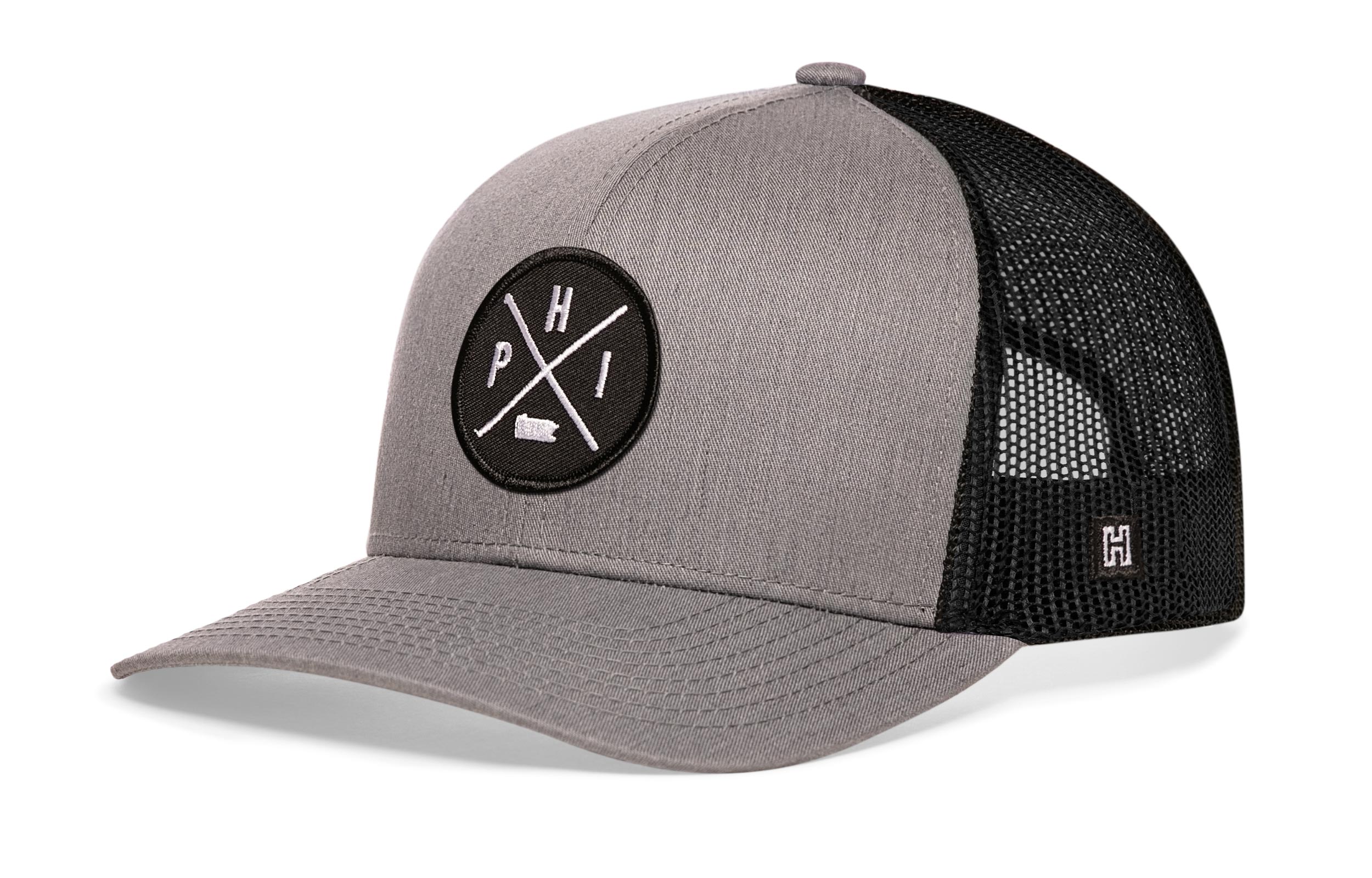 Philadelphia Trucker Hat  |  Gray-Black PHI X Snapback