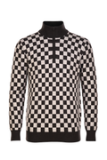 Manrico Cashmere Checkered Turtleneck Quarter Zip Sweater