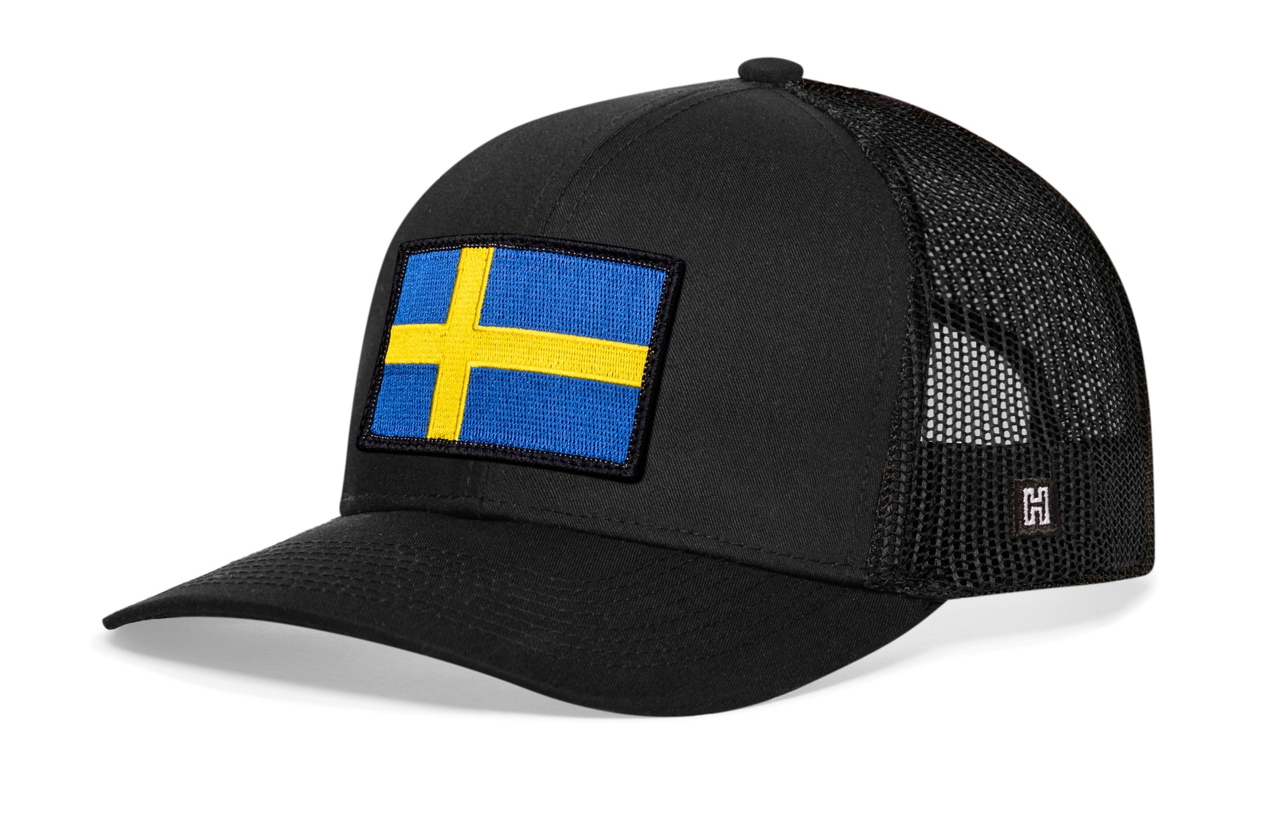 Swedish Flag Trucker Hat  |  Black Sweden Snapback