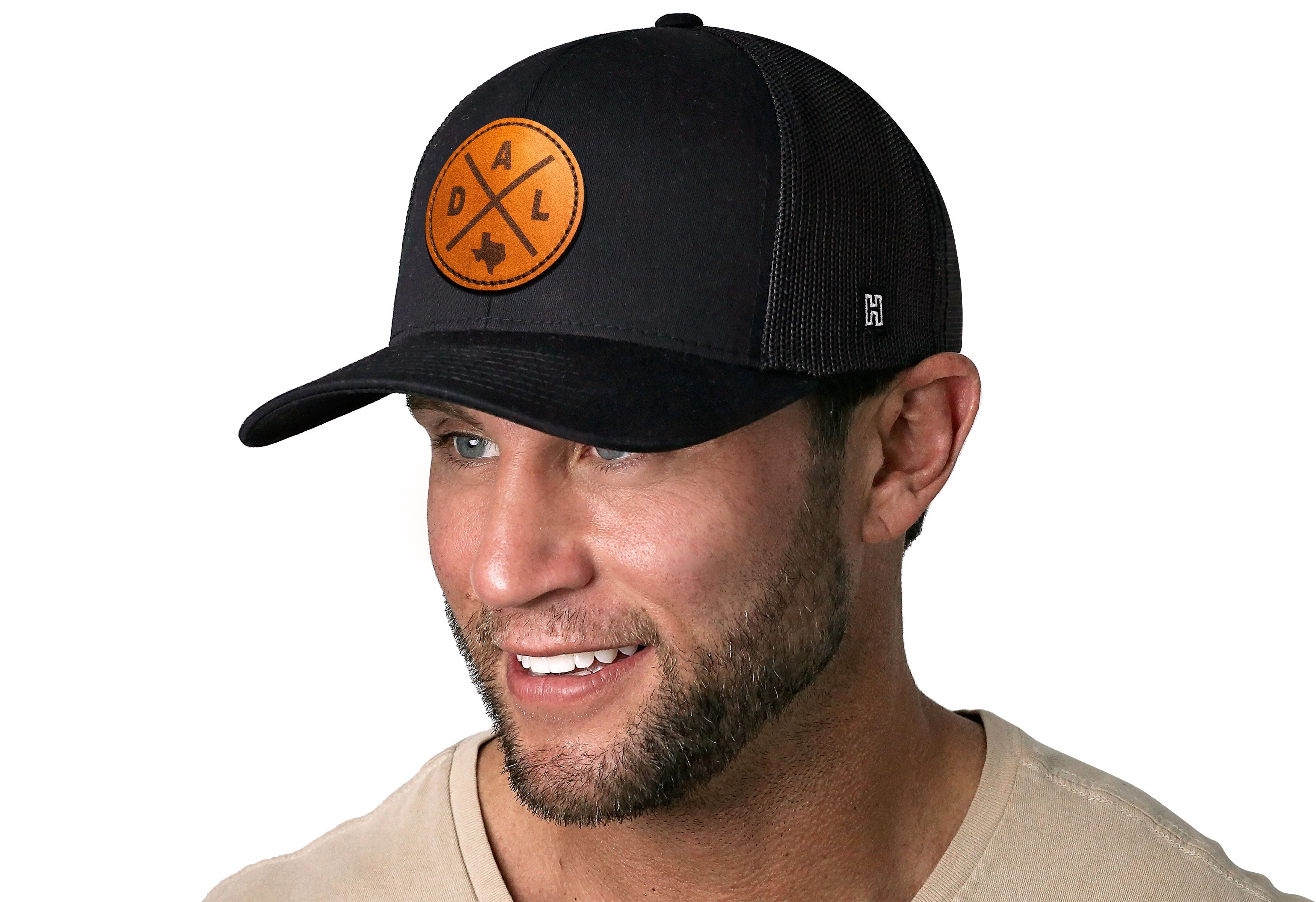 Dallas Trucker Hat Leather  |  Black DAL X Snapback