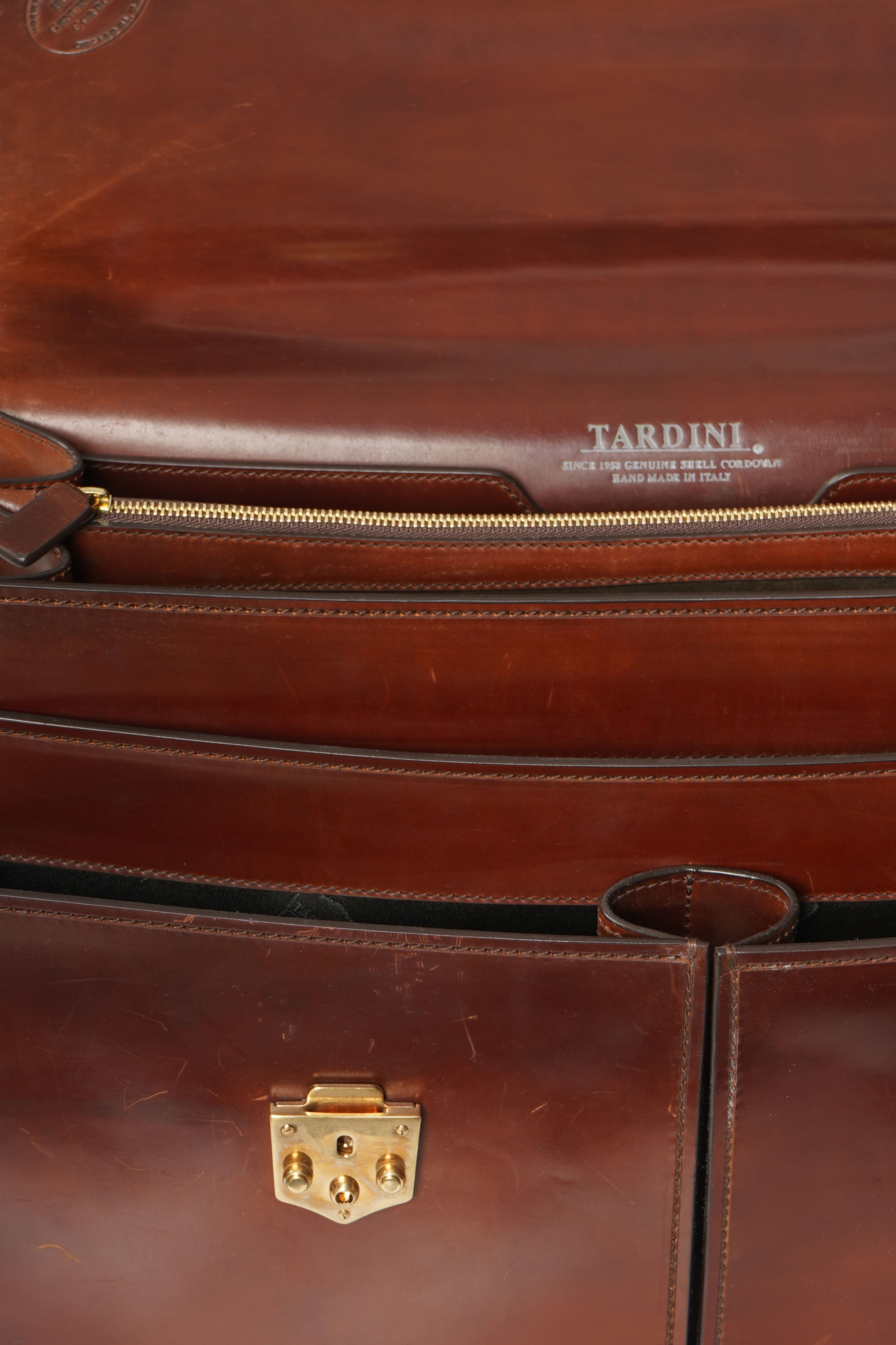 Tardini Double-Gusset Shell Cordovan Business Briefcase