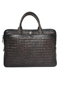 Tardini Woven Full-Grain Calfskin-Alligator Leather Briefcase Bag