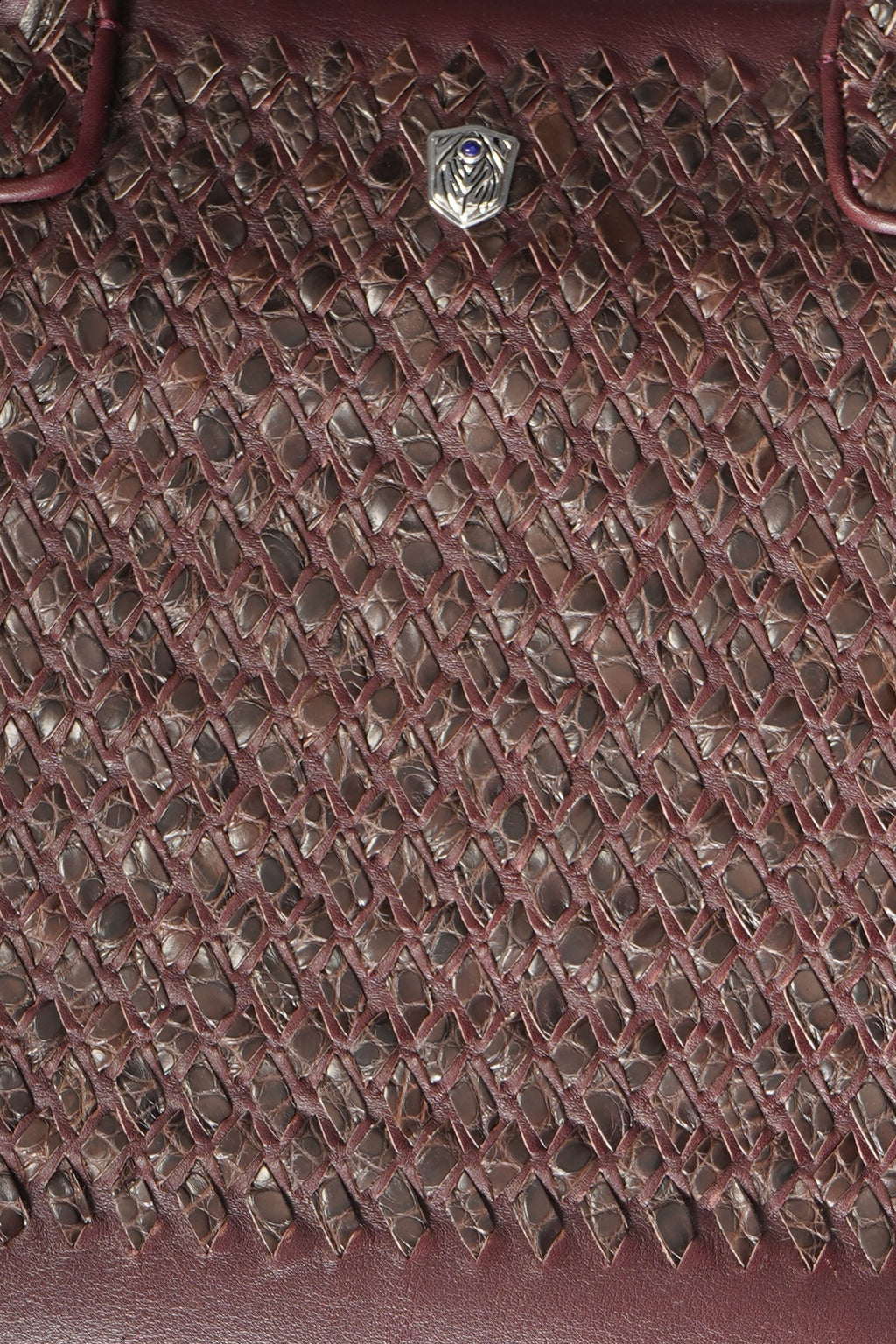 Tardini Woven Full-Grain Calfskin-Alligator Leather Briefcase Bag
