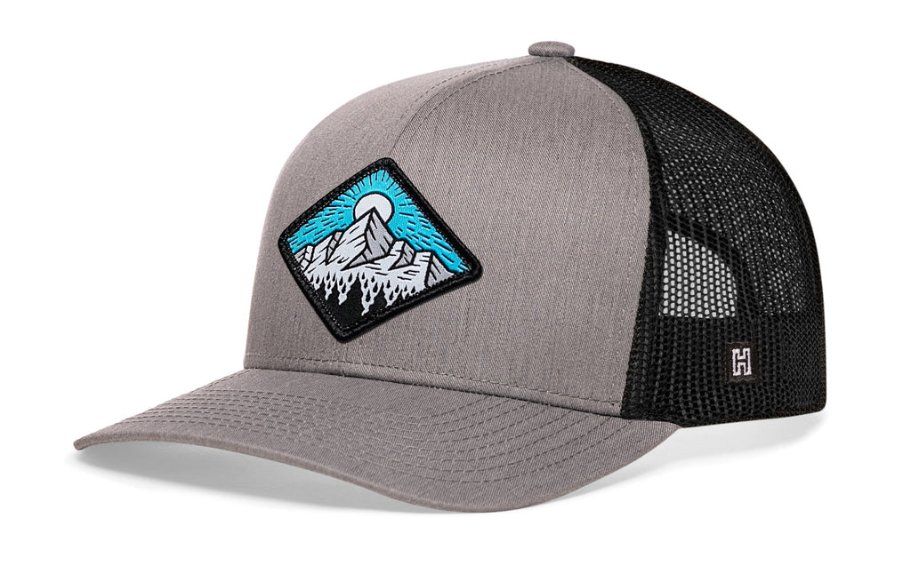 Diamond Mountain and Trees Trucker Hat  |  Gray-Black Outdoors Snapback