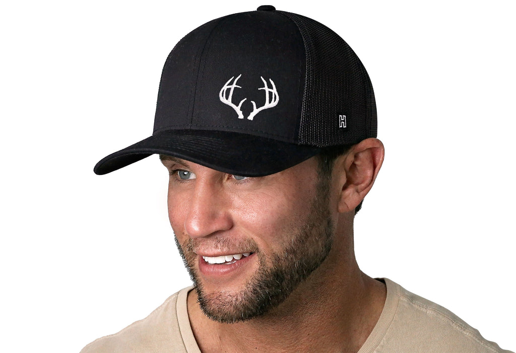 Buck Antler Trucker Hat  |  Black Buck Antler Snapback