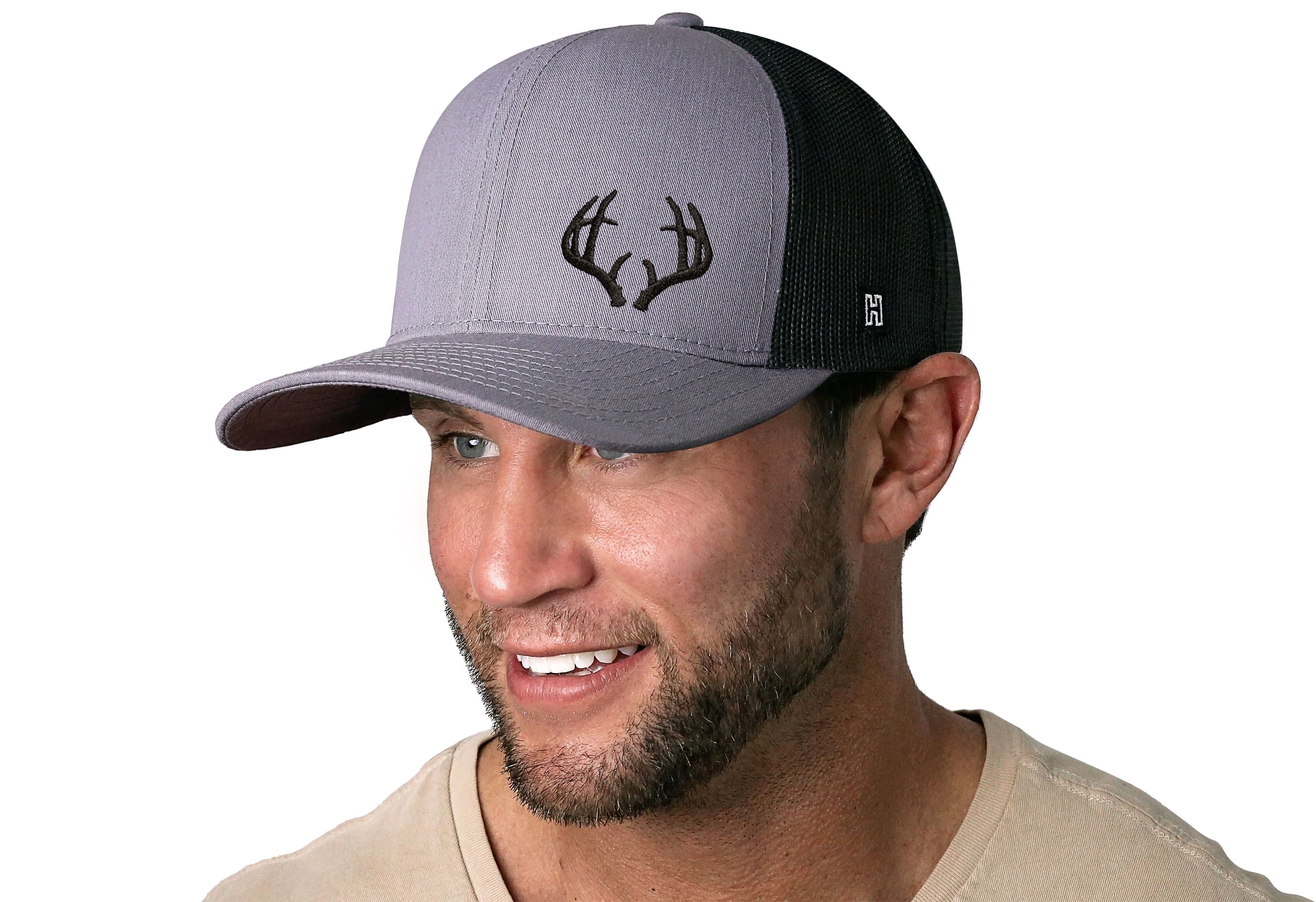 Buck Antler Trucker Hat  |  Gray-Black Buck Antler Snapback