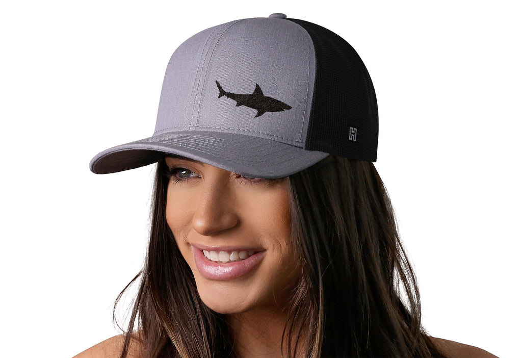 Shark Trucker Hat  |  Gray-Black Beach Snapback