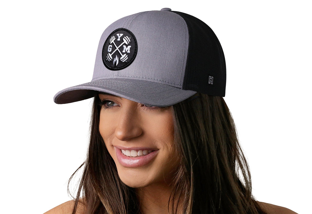 GYM Trucker Hat  |  Gray-Black Workout Snapback
