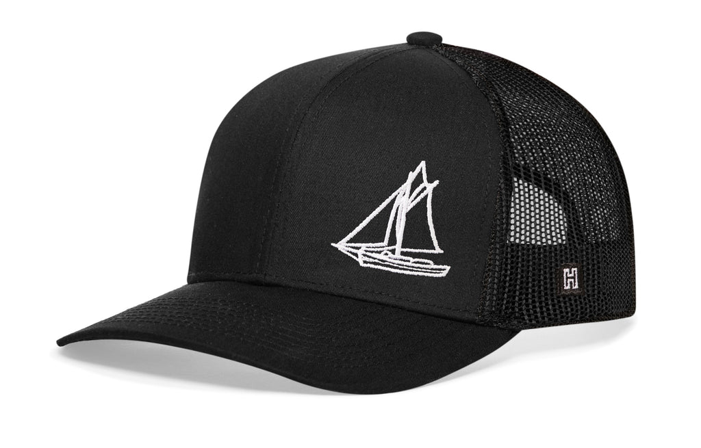 Sailboat Trucker Hat  |  Black  Snapback