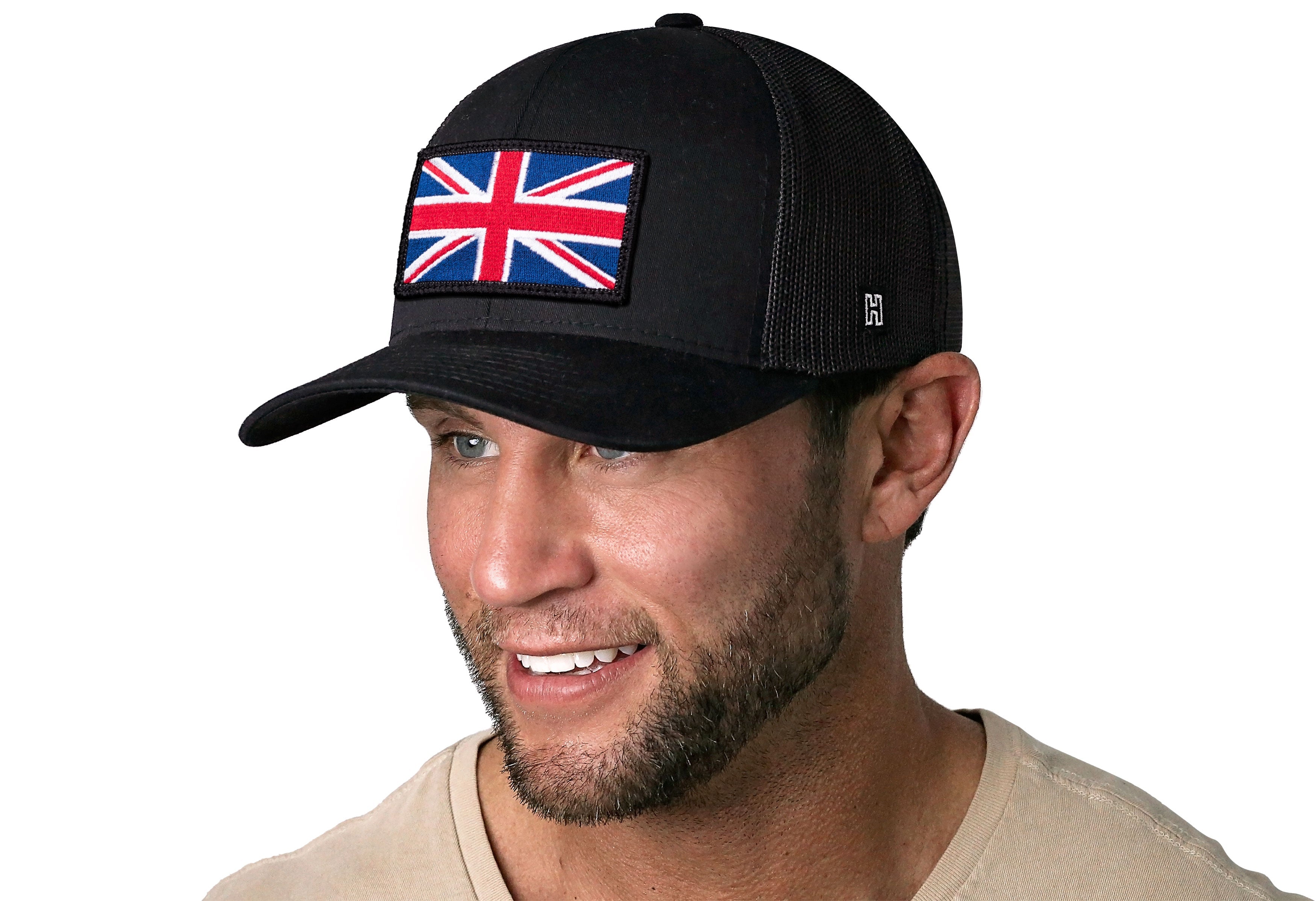 United Kingdom Flag Trucker Hat  |  Black UK Union Jack Snapback
