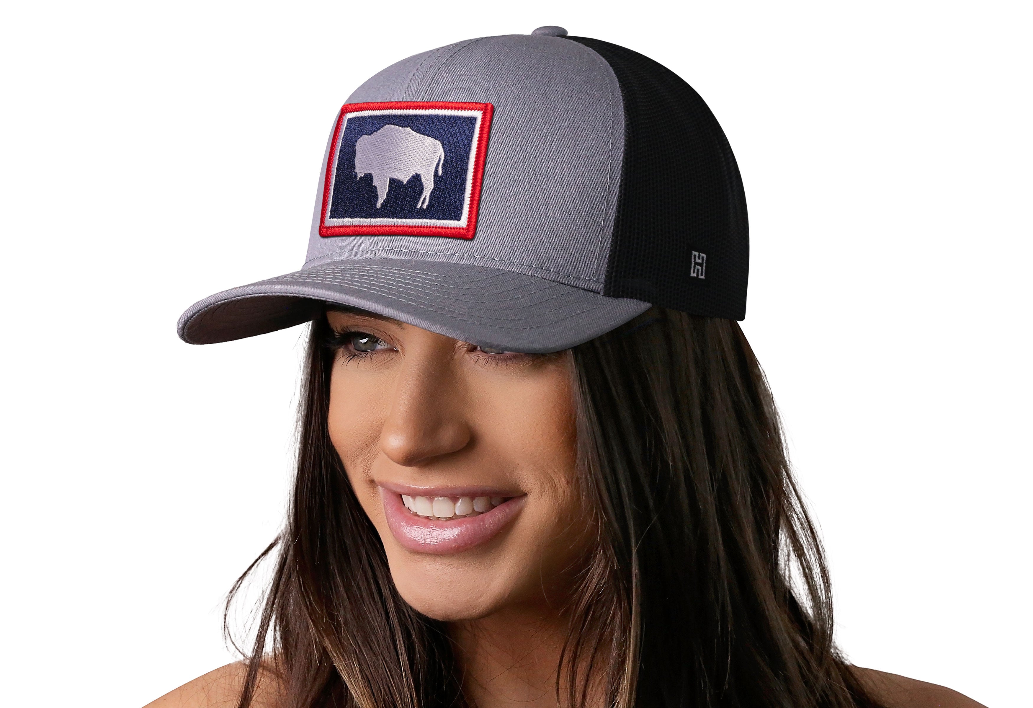 Wyoming Flag Trucker Hat  |  Gray-Black WY Snapback