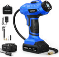 Cordless Tire Inflator Air Compressor 20V Rechargeable Battery Powered 160PSI Portable Handheld Air Pump with 12V Car Power Adapter Digital Pressure Gauge for Cars Motorcycles JY16P160-18（C2）