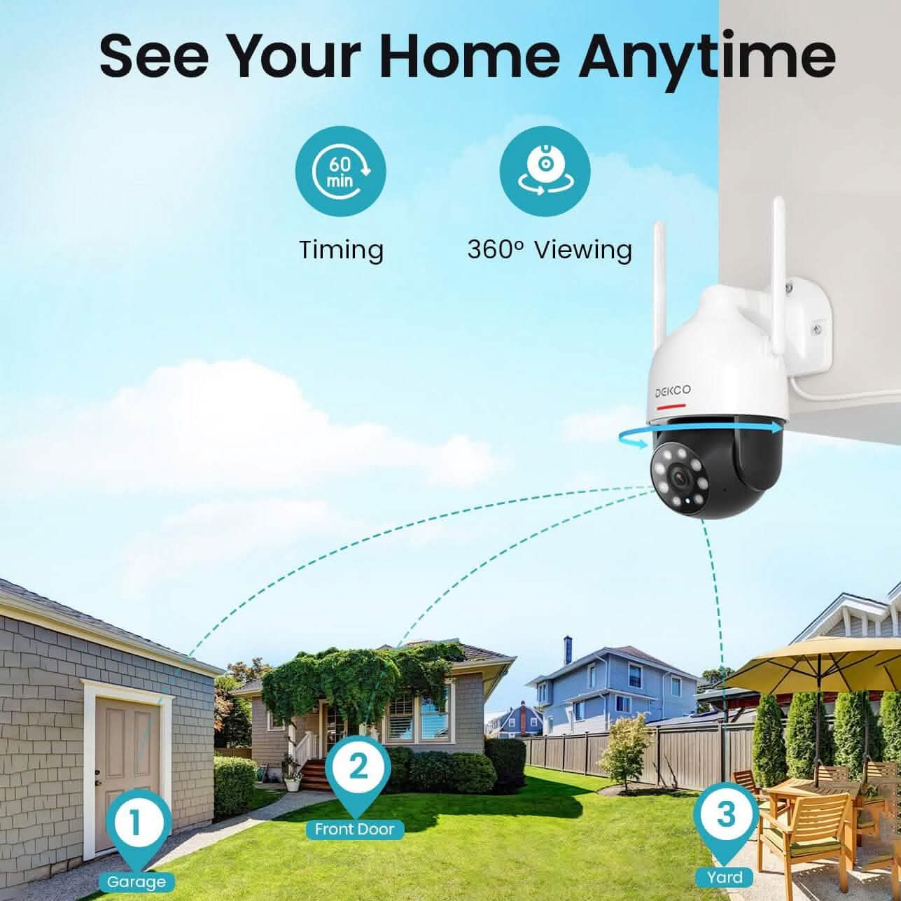 Dekco 2K WiFi Surveillance Security Camera (Refurbished)
