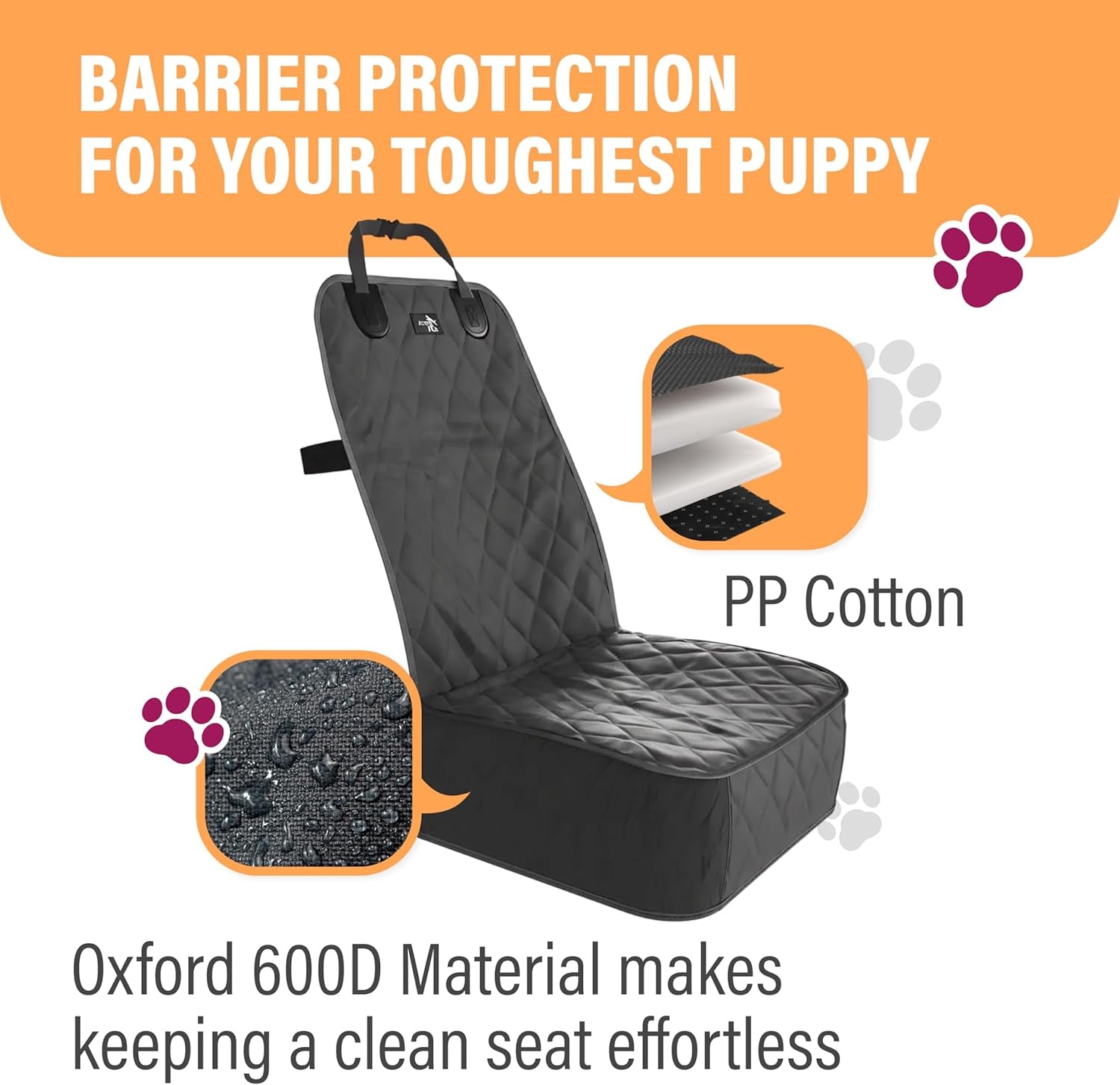 Front Dog Car Seat Cover for SUV, Trucks, Sedans. Waterproof Car Seat Covers for Dogs Front Seats Only. Car Seat Protector for Dogs - Orange