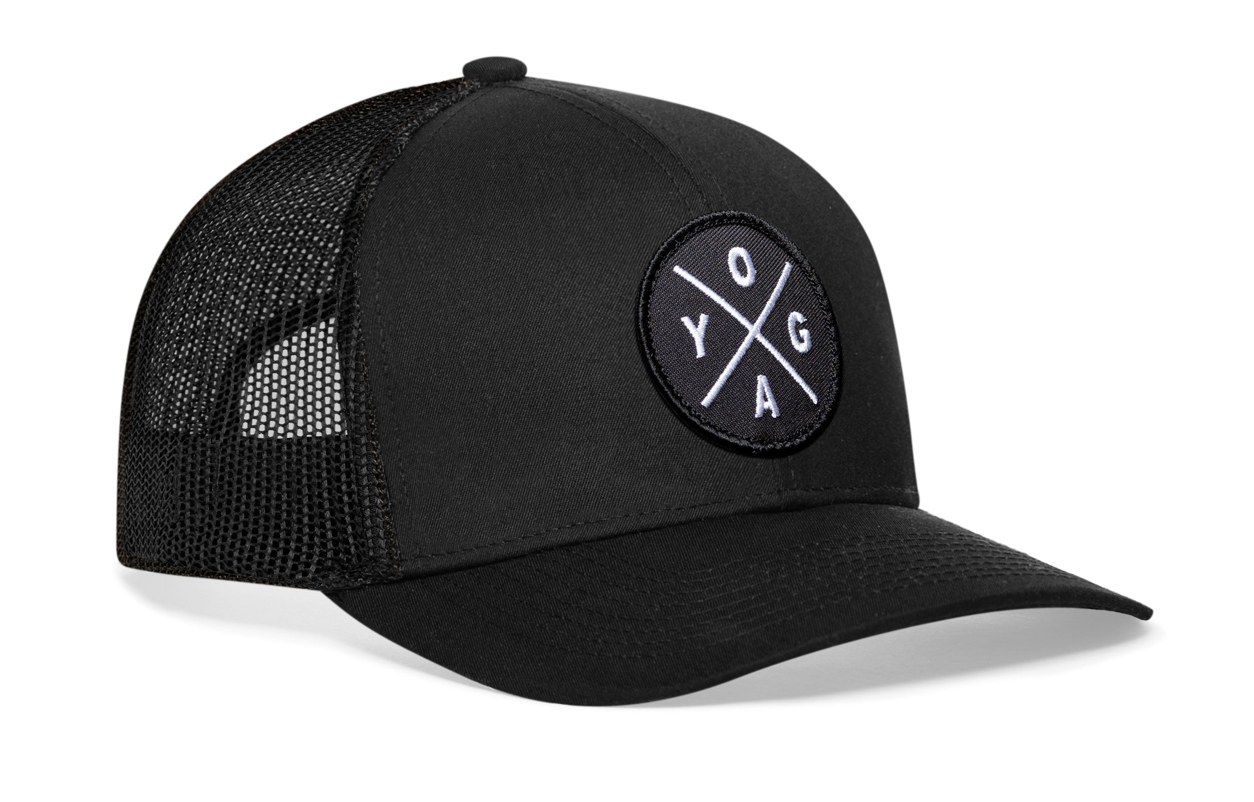 YOGA Trucker Hat  |  Black Fitness Snapback