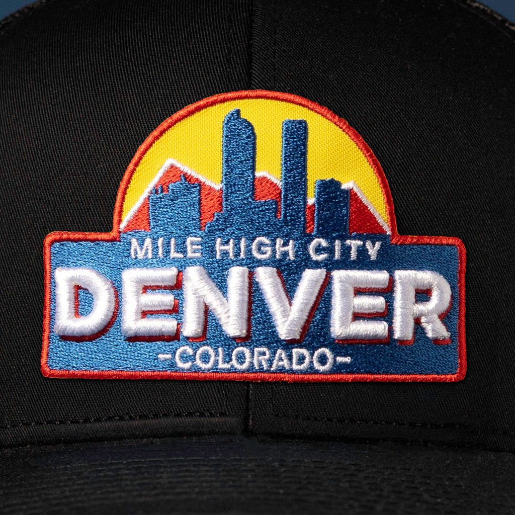 Denver Mile High City Trucker Hat  |  Black Cityscape Snapback
