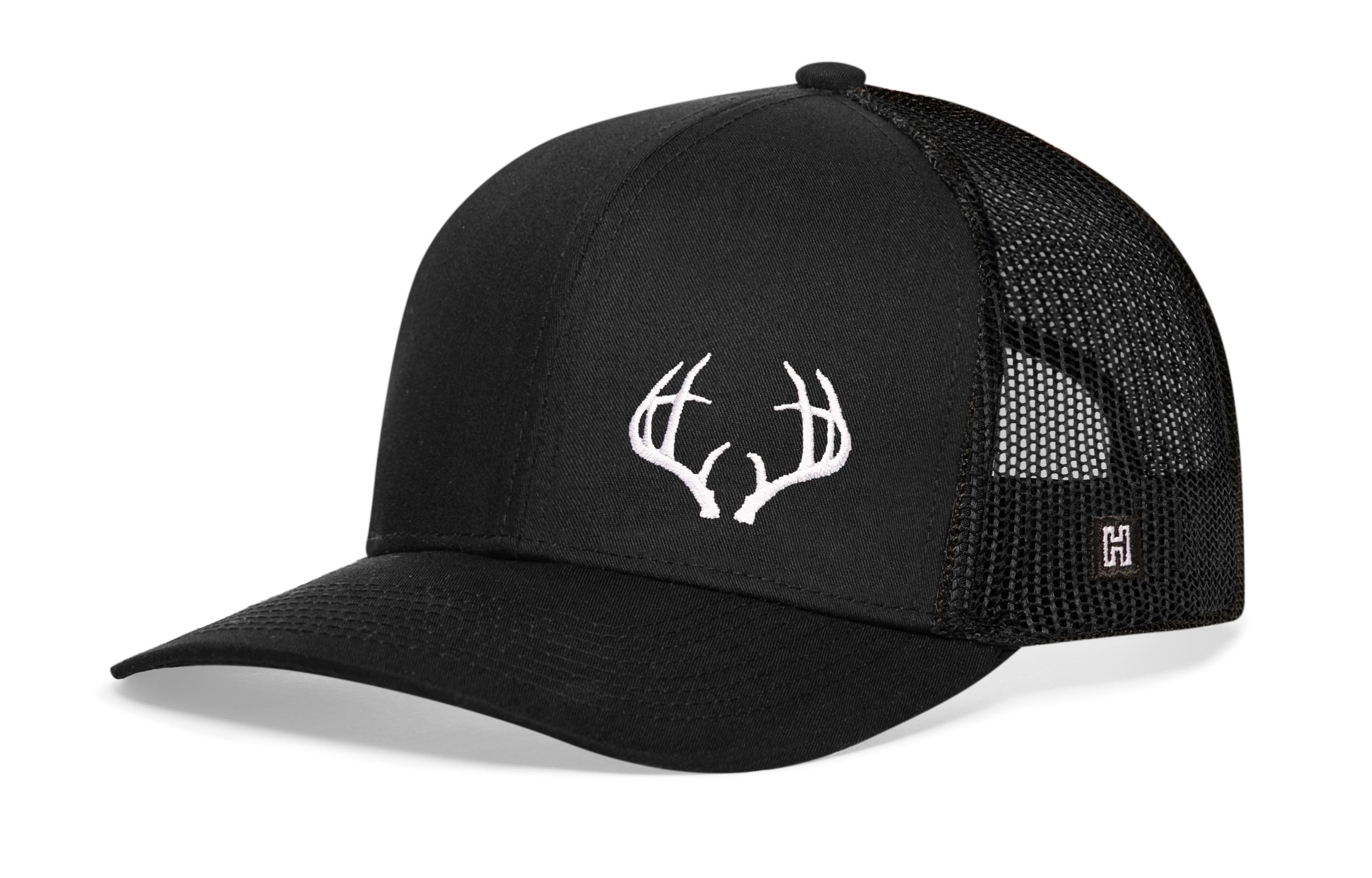 Buck Antler Trucker Hat  |  Black Buck Antler Snapback
