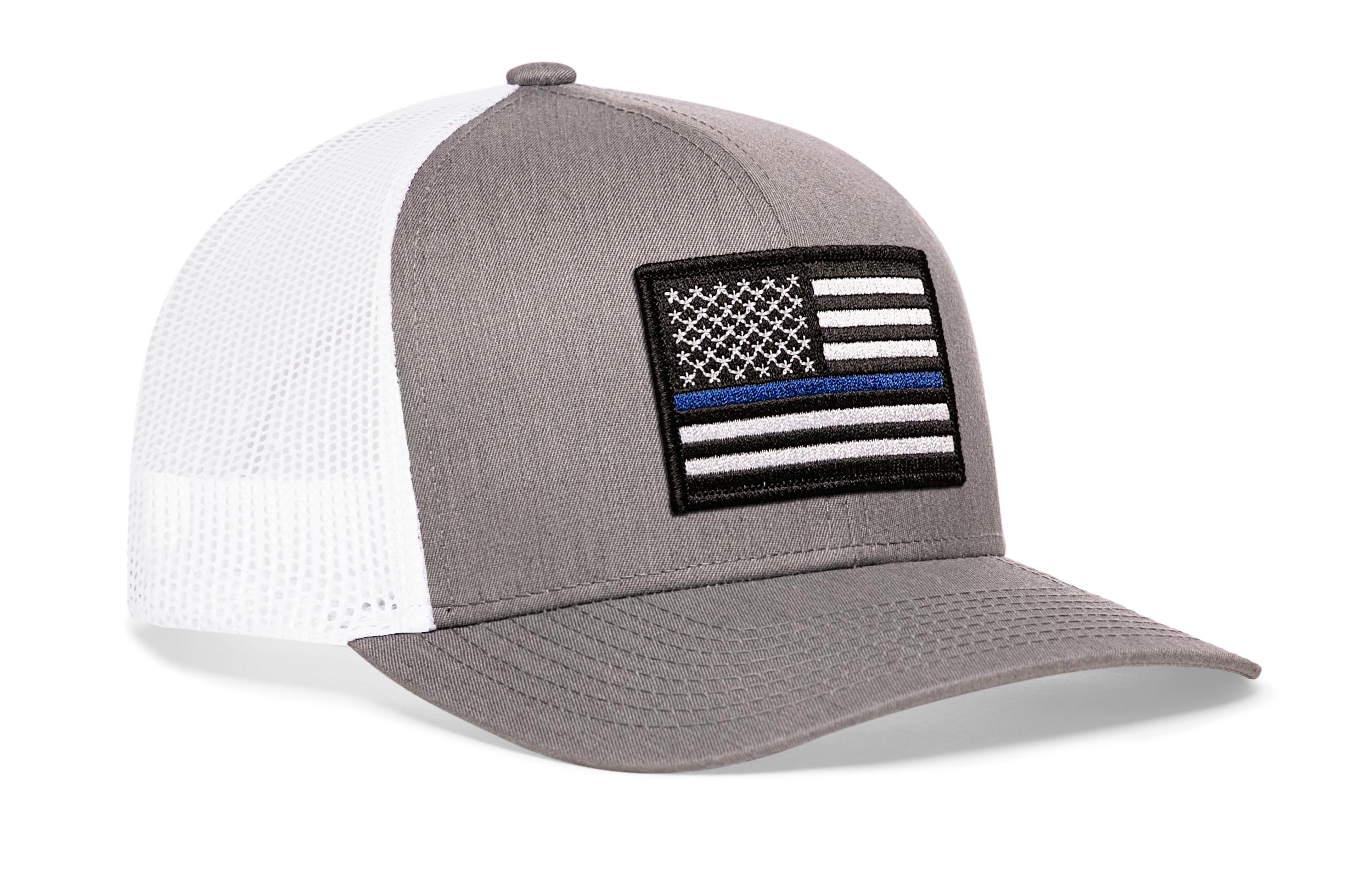 Thin Blue Line Trucker Hat  |  Gray-White Police Snapback
