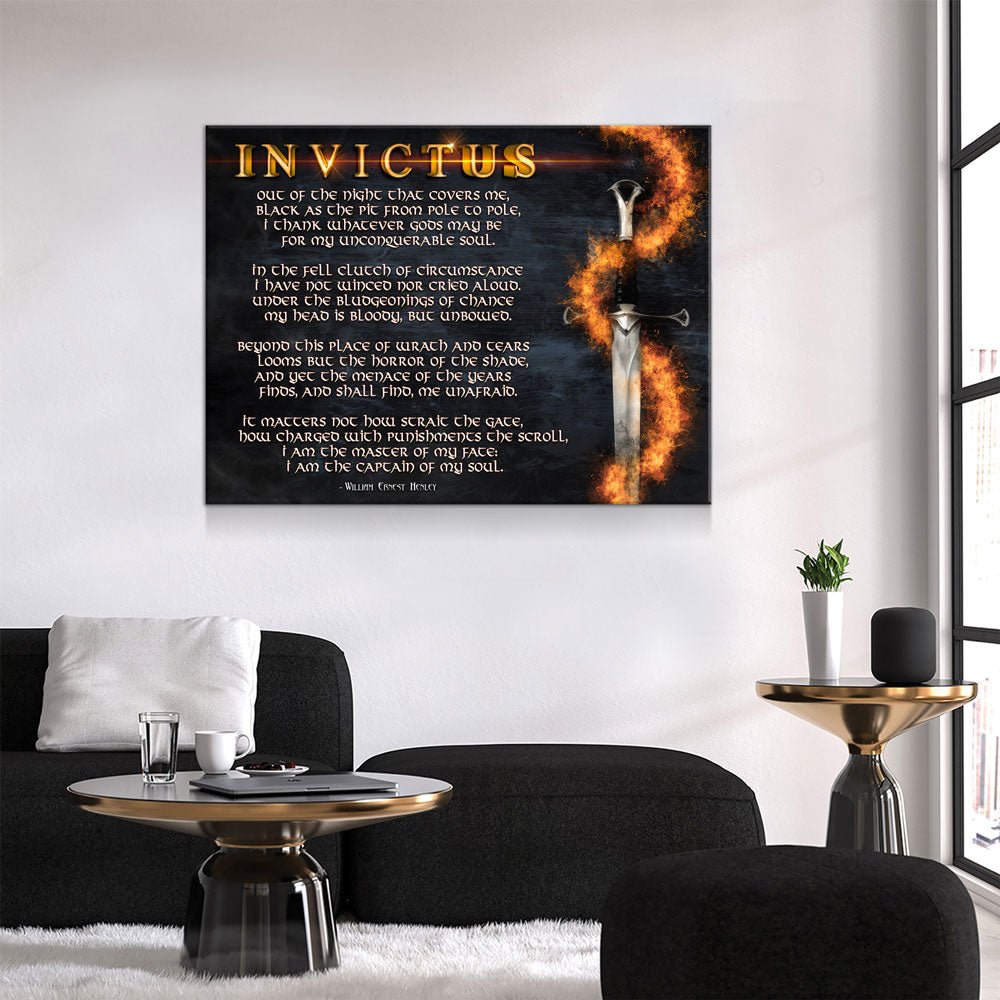 Invictus Poem Canvas Wall Art, William Ernest Henley Quote, Motivational Quote, Invictus Quote Print, Library Print, Warrior, Poem, Warrior