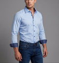 Matthew Button-Up Shirt With Contrast Details // Blue // Contemporary Fit (Regular)