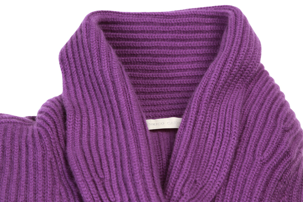 Manrico Purple Cashmere Knit Button Down Cardigan