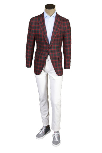 Kiton Checked Cashmere-Silk Sport Jacket