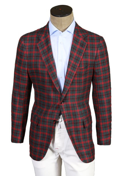 Kiton Checked Cashmere-Silk Sport Jacket