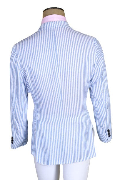 Kiton Striped Cotton-Linen Sport Jacket
