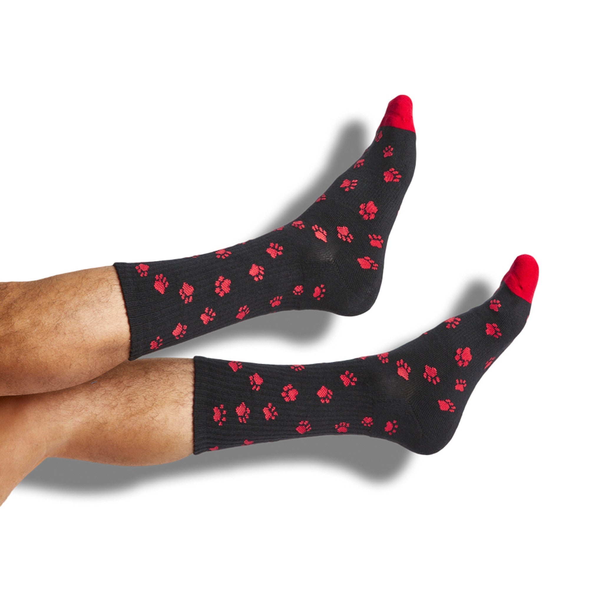 Red / Black Paws Casual Socks