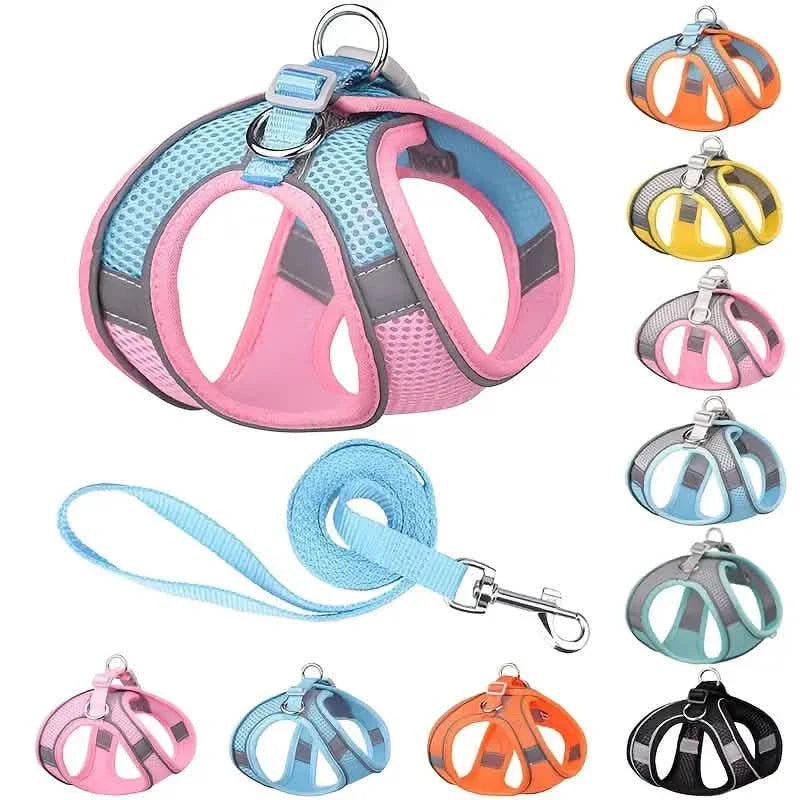 Reflective Dogs Harness with Leash Adjustable Harness Vest Breathable Collars